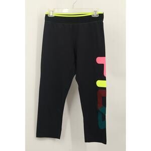 Fila Sport Women's Crop Performance Athletic Leggings Elastic Waist Size M Black